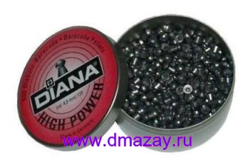 Пульки, пули для пневматического оружия (пневматики) DIANA (ДИАНА) HIGH POWER BARACUDA PELLETS калибра 4.5 мм вес 0,67 г 500 штук в жестяной банке Германия